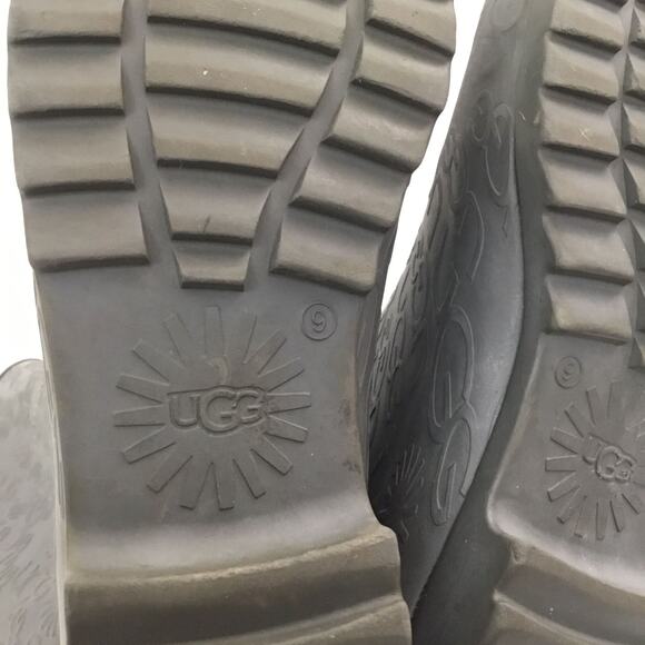 UGG Women's Wilshire Embossed Logo Pattern Tall Rain Boots, Charcoal \ Grey Sz 9 - Picture 8 of 11